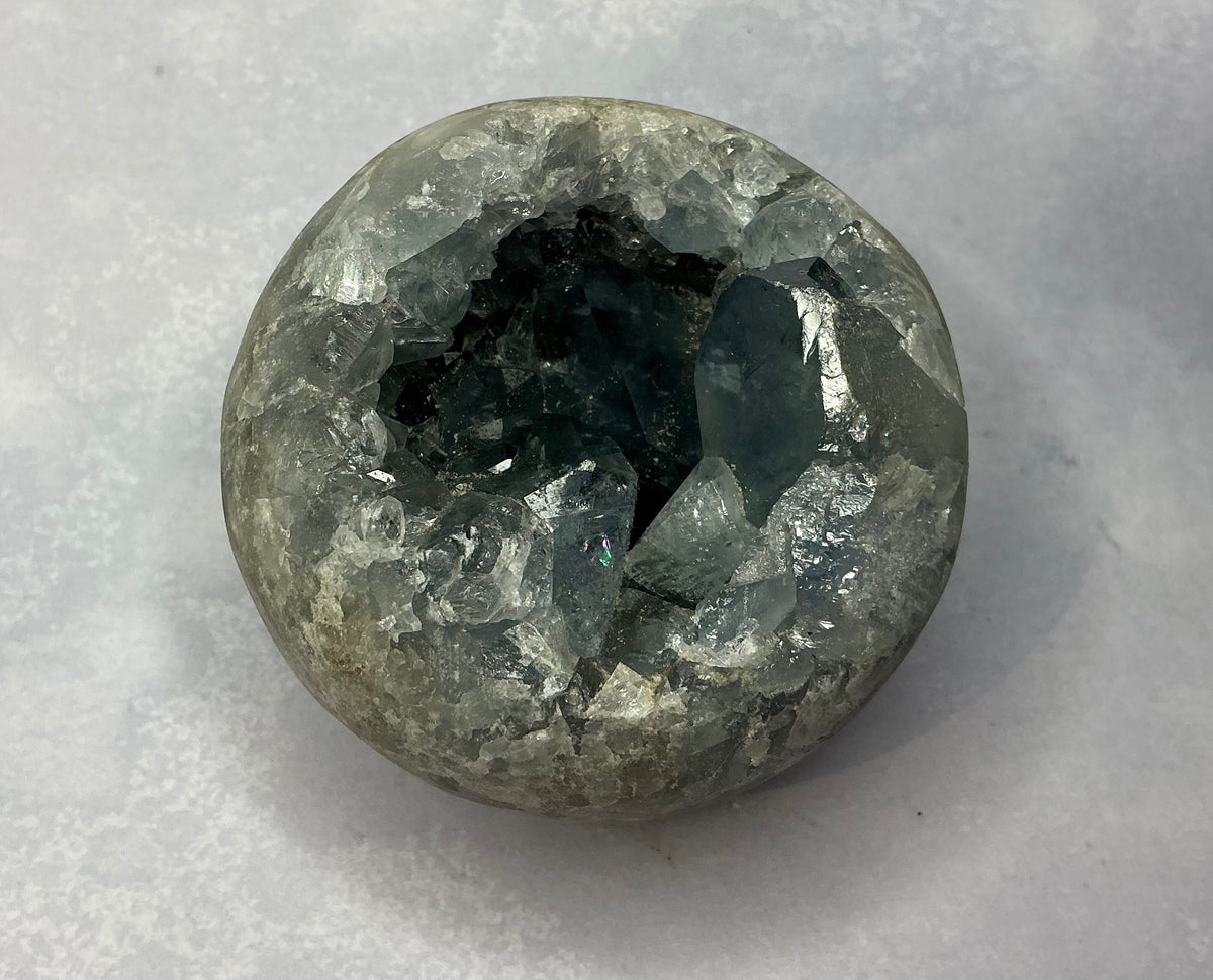 Small Natural Raw Celestine Open Geode