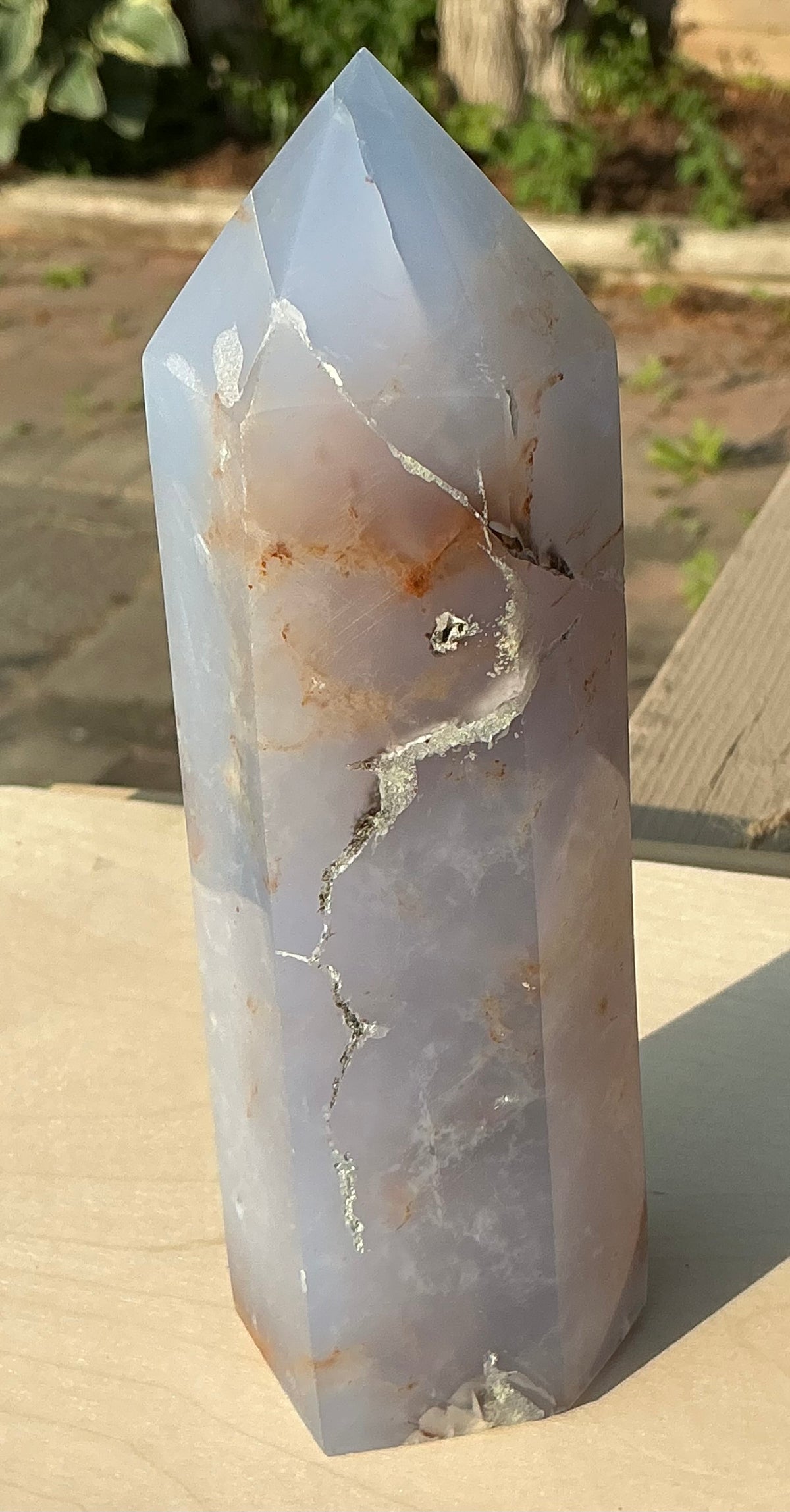 Natural Large Blue Chalcedony Tower
