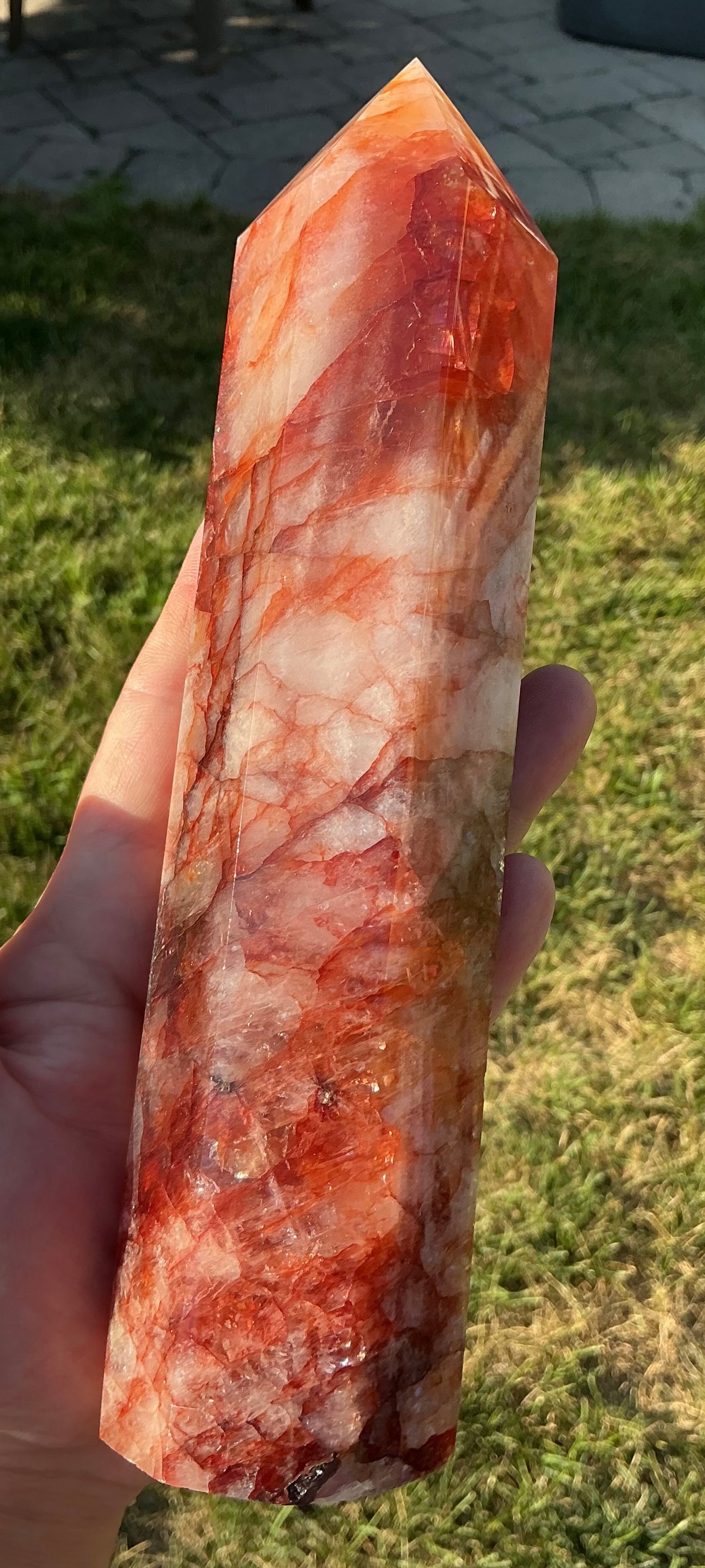 Large Flashy Natural Fire Quartz Tower