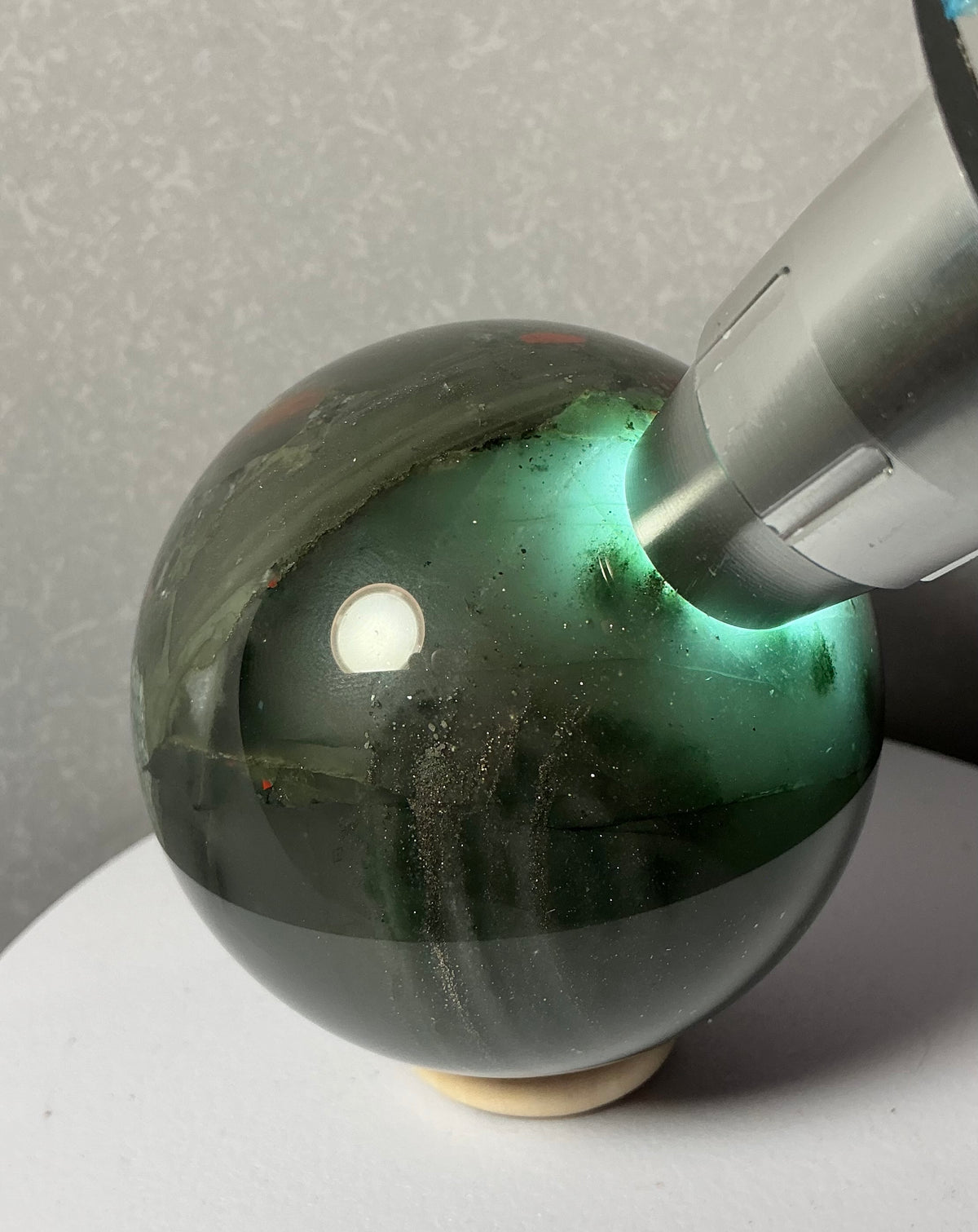 Unique African Bloodstone 68mm Sphere with Pyrite Inclusions