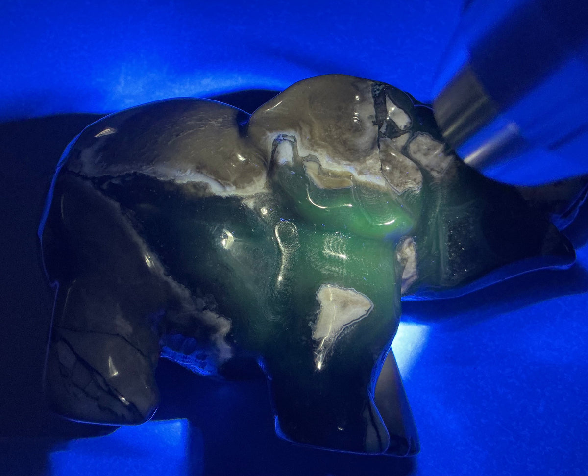 Natural Volcano Agate Elephant Carving