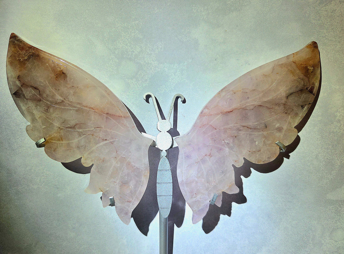 Large Natural Mix of Amethyst and Agate Wings on Stand