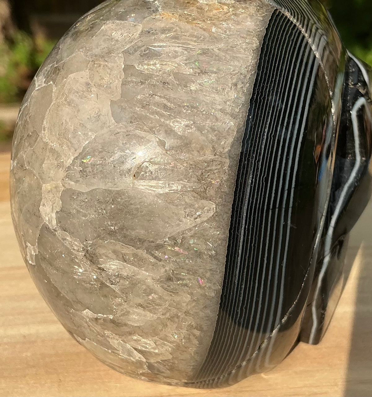Unique Black Banded Agate Skull 1.5 lbs