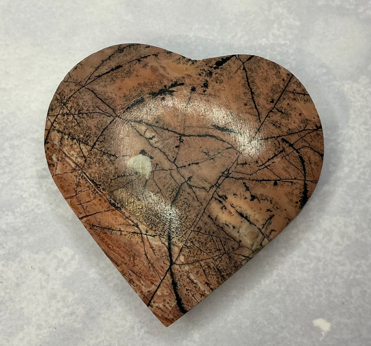 Natural Pink Picture Jasper Heart Carving