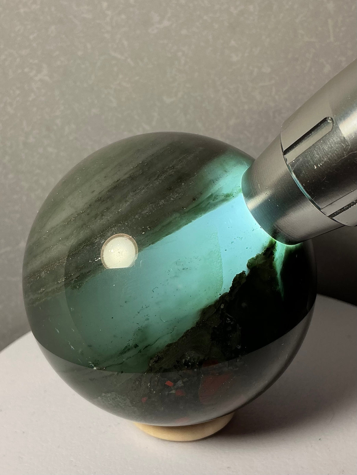 Unique African Bloodstone 68mm Sphere with Pyrite Inclusions