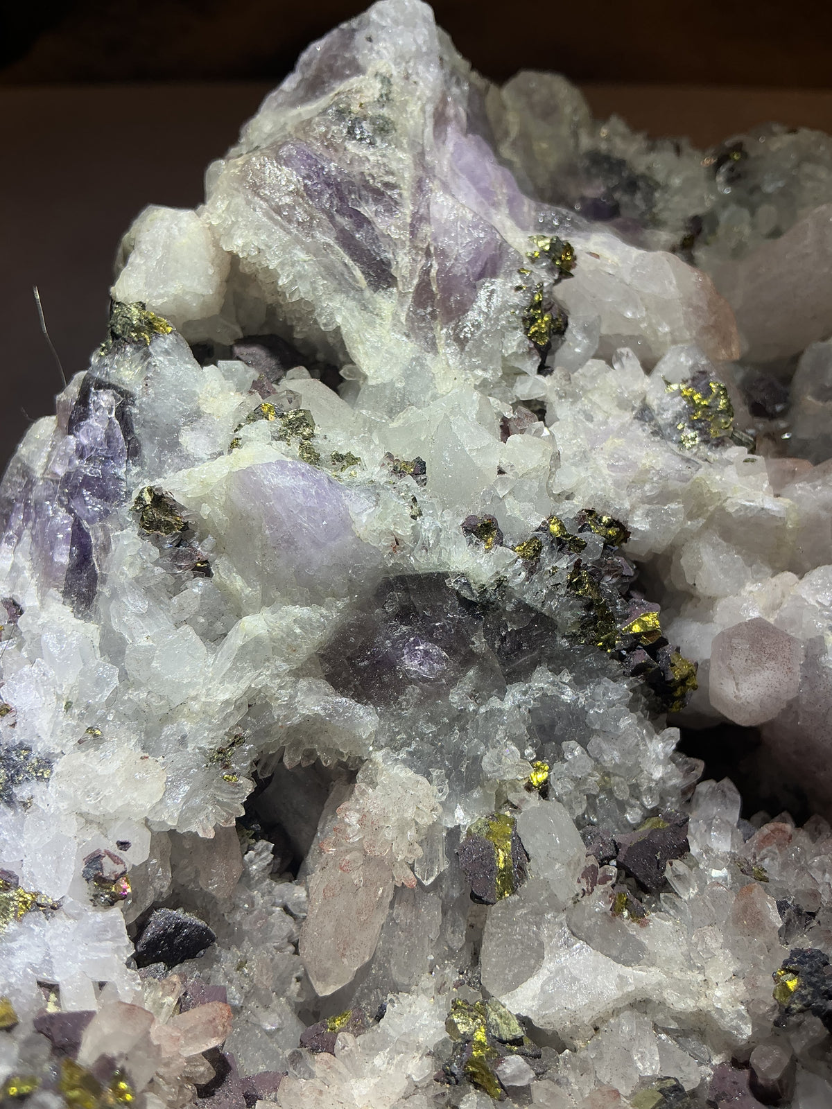 Rare Natural Multi-Mineral Specimen- Fluorite, Amethyst, Pyrite and Calcite Together!
