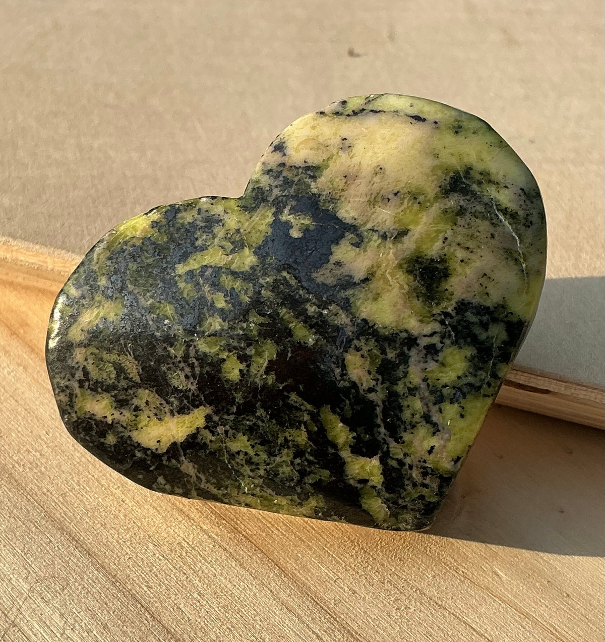Natural Serpentine Crystal Heart Carving