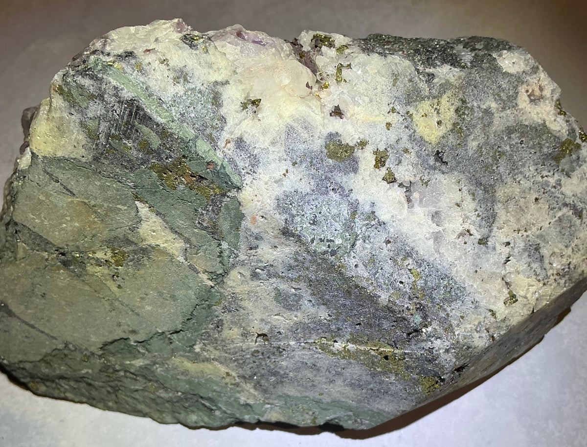 Rare Natural Multi-Mineral Specimen- Fluorite, Amethyst, Pyrite and Calcite Together!