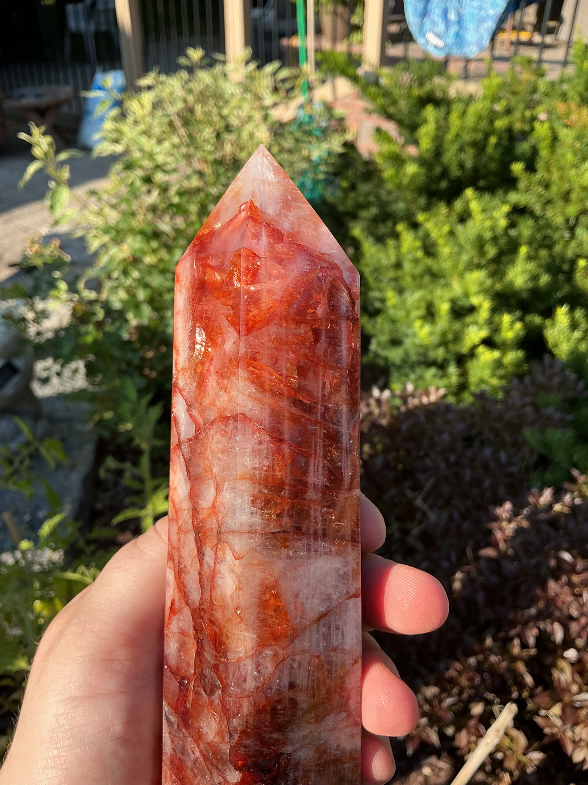 Large Flashy Natural Fire Quartz Tower