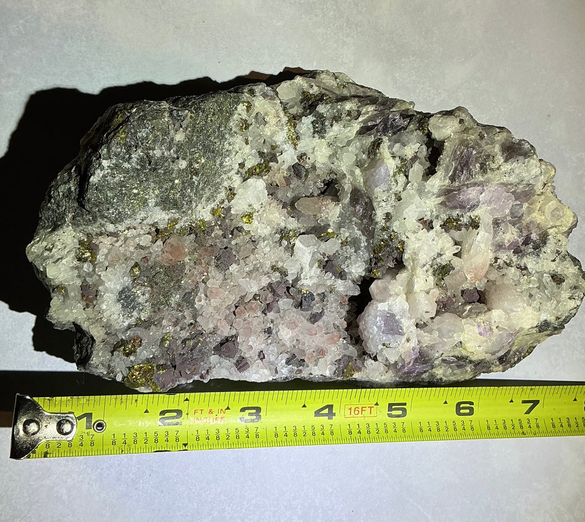 Rare Natural Multi-Mineral Specimen- Fluorite, Amethyst, Pyrite and Calcite Together!