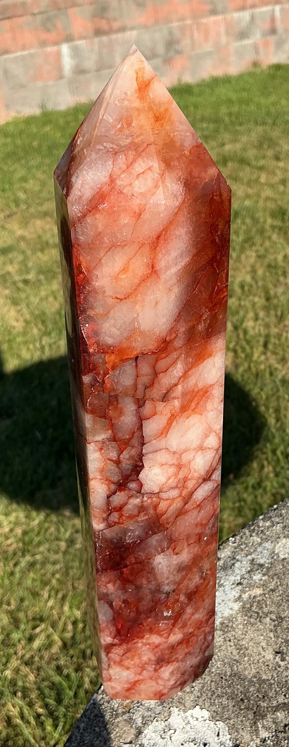 Large Flashy Natural Fire Quartz Tower