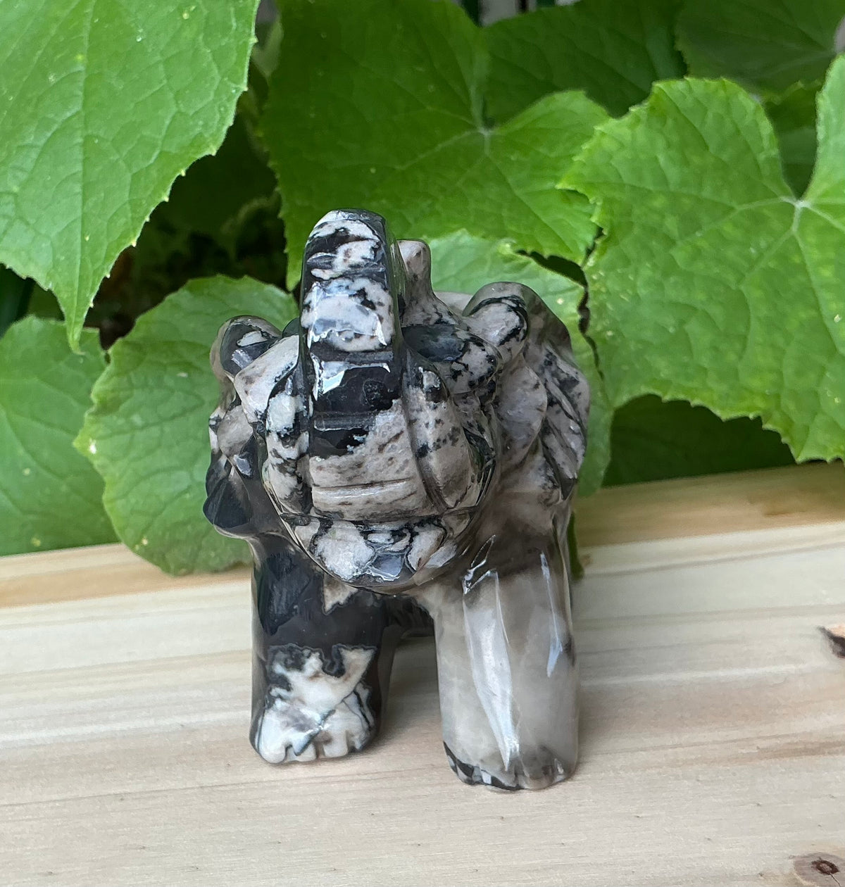 Natural Volcano Agate Elephant Carving