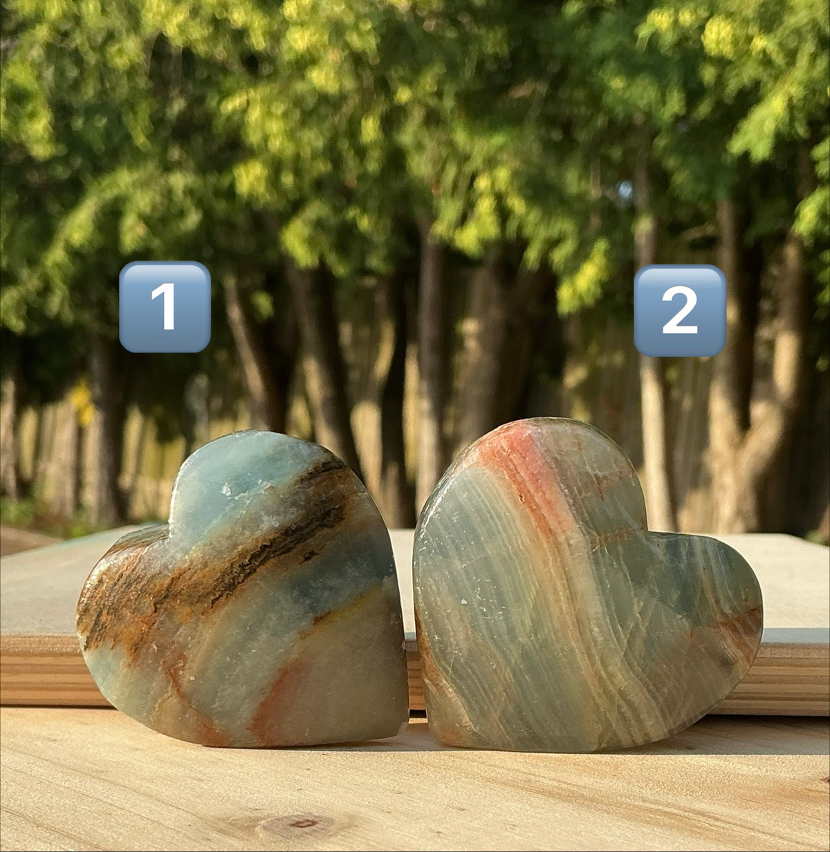 Small Natural Blue Onyx Heart Carvings