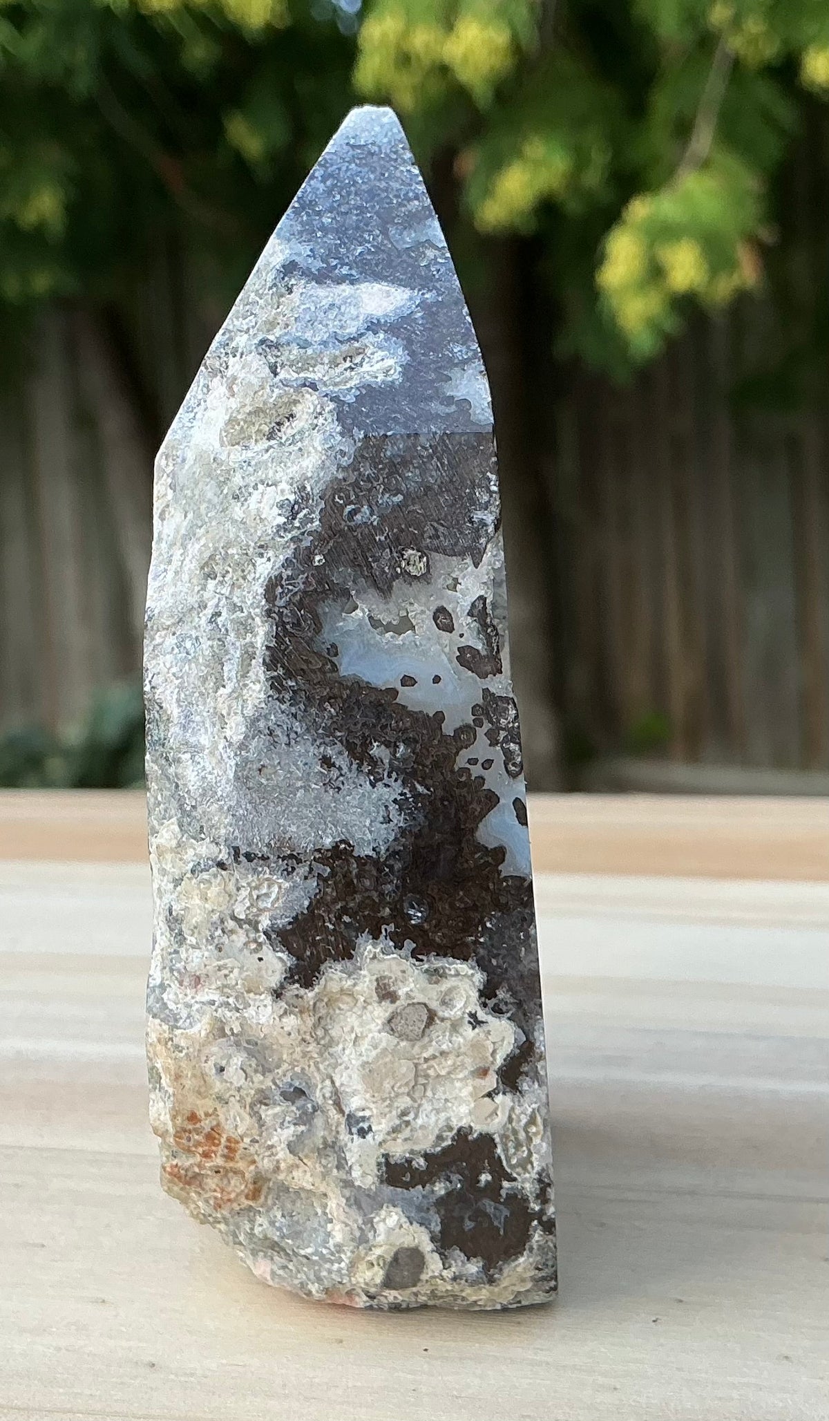 Unique Blue and White Druzy Agate Tower With Portals!