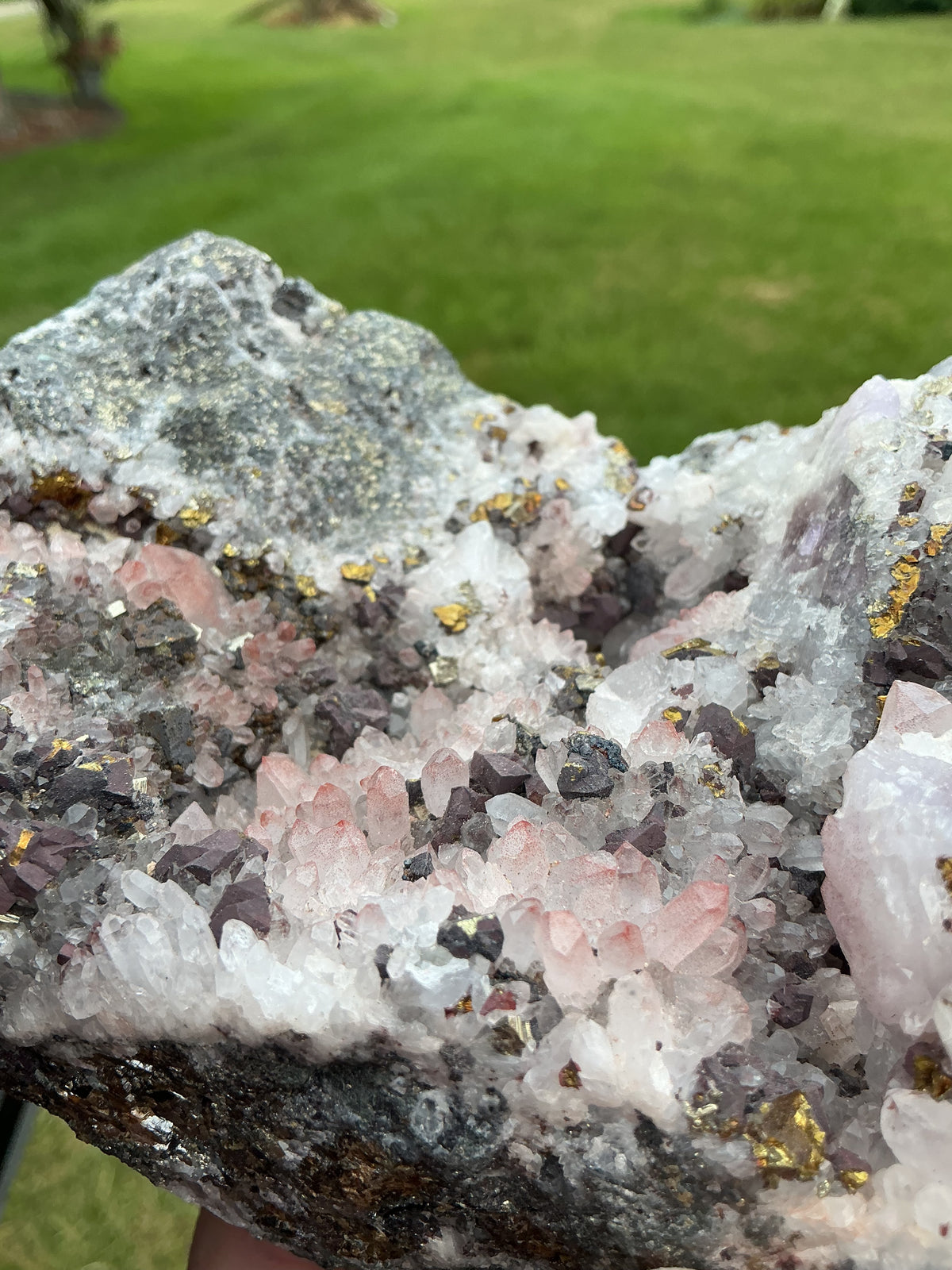 Rare Natural Multi-Mineral Specimen- Fluorite, Amethyst, Pyrite and Calcite Together!
