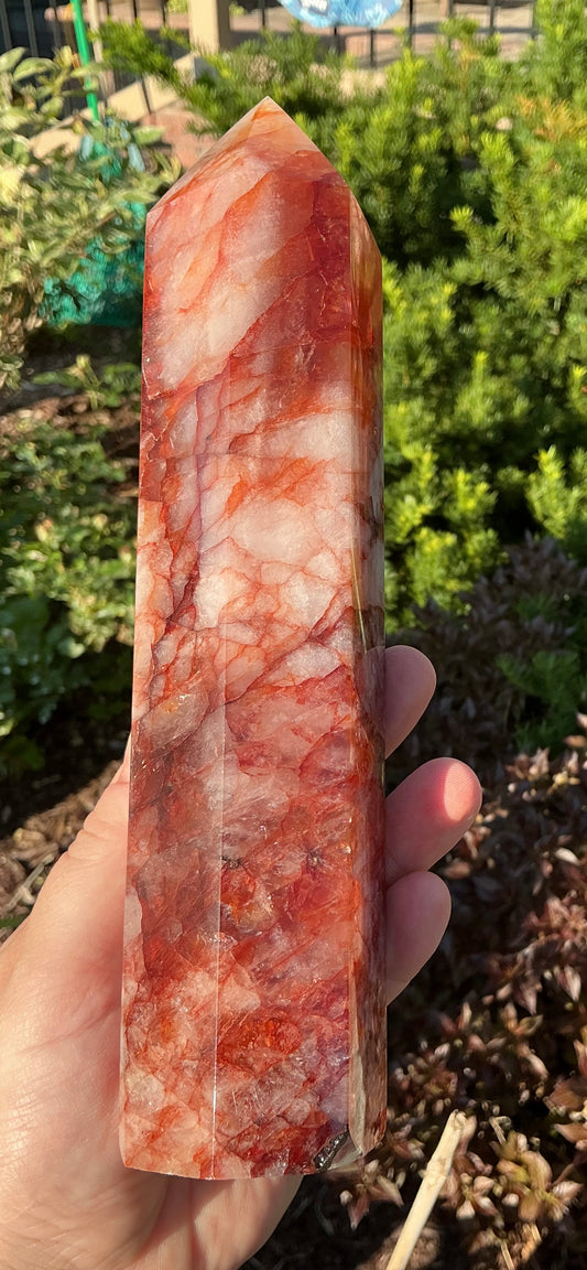 Large Flashy Natural Fire Quartz Tower