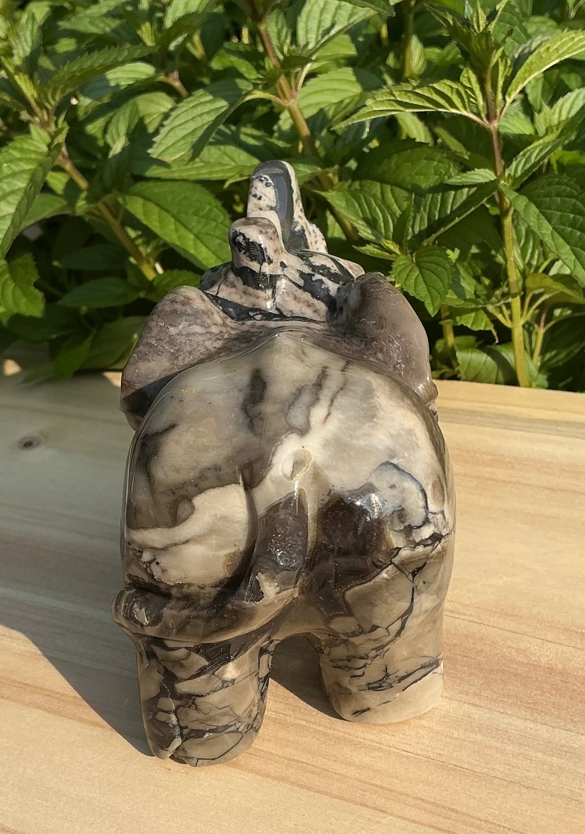 Natural Volcano Agate Elephant Carving