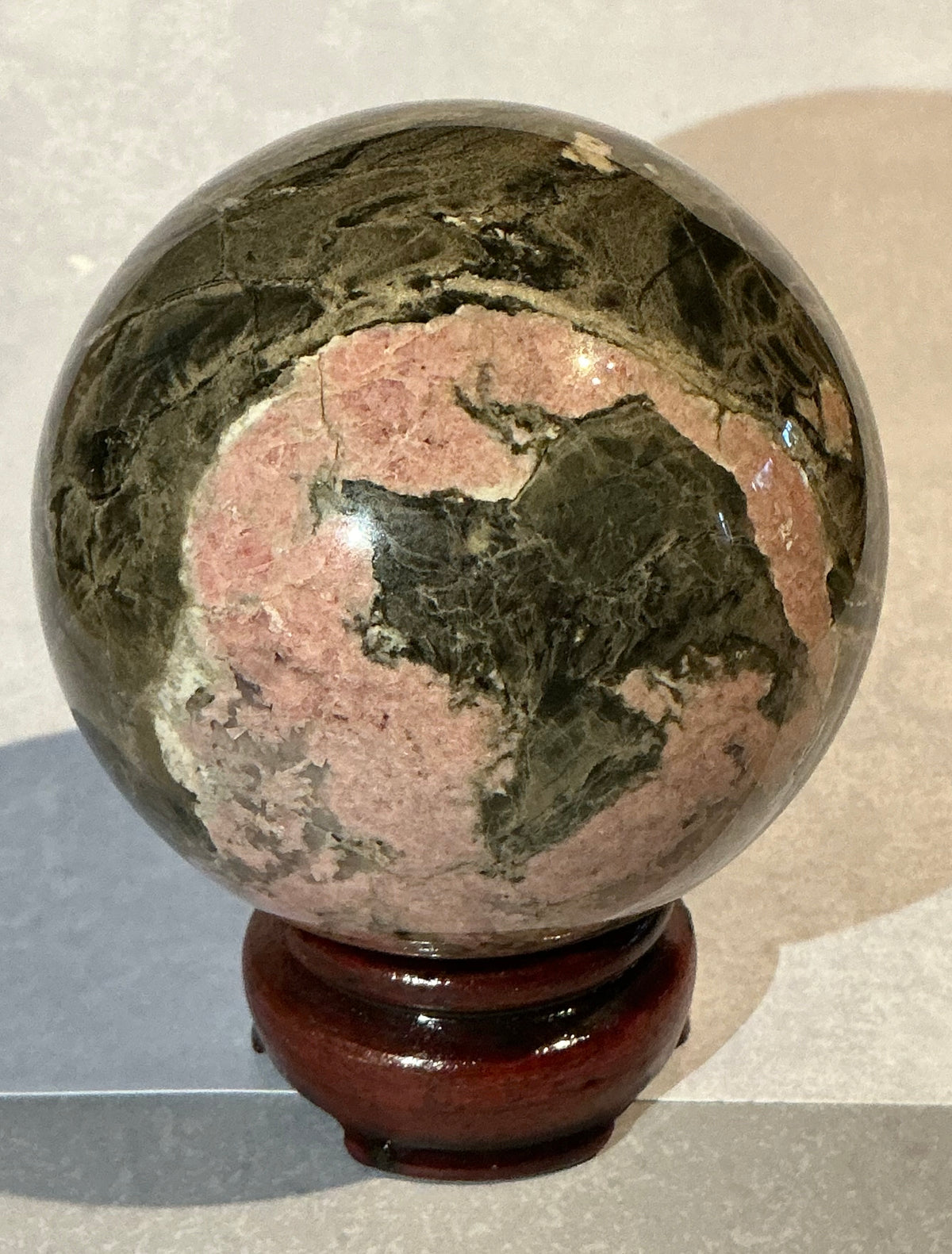XL 78mm Natural Rhodonite Sphere- One of a Kind!