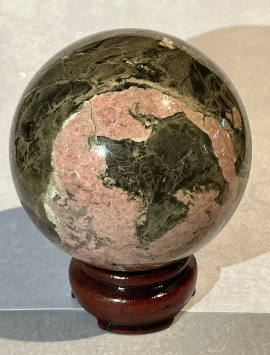 XL 78mm Natural Rhodonite Sphere- One of a Kind!