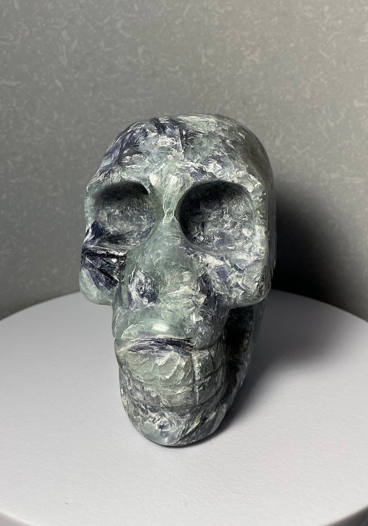 Handmade Natural Unicorn Stone Skull Carving-450g