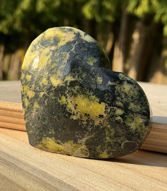 Natural Serpentine Crystal Heart Carving