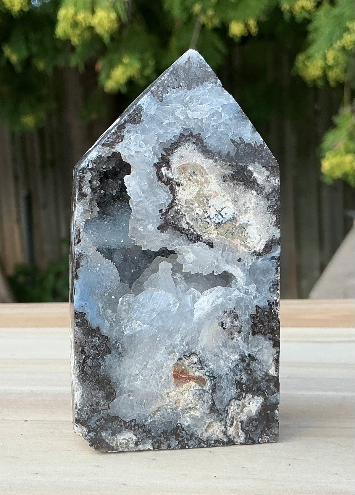 Unique Blue and White Druzy Agate Tower With Portals!