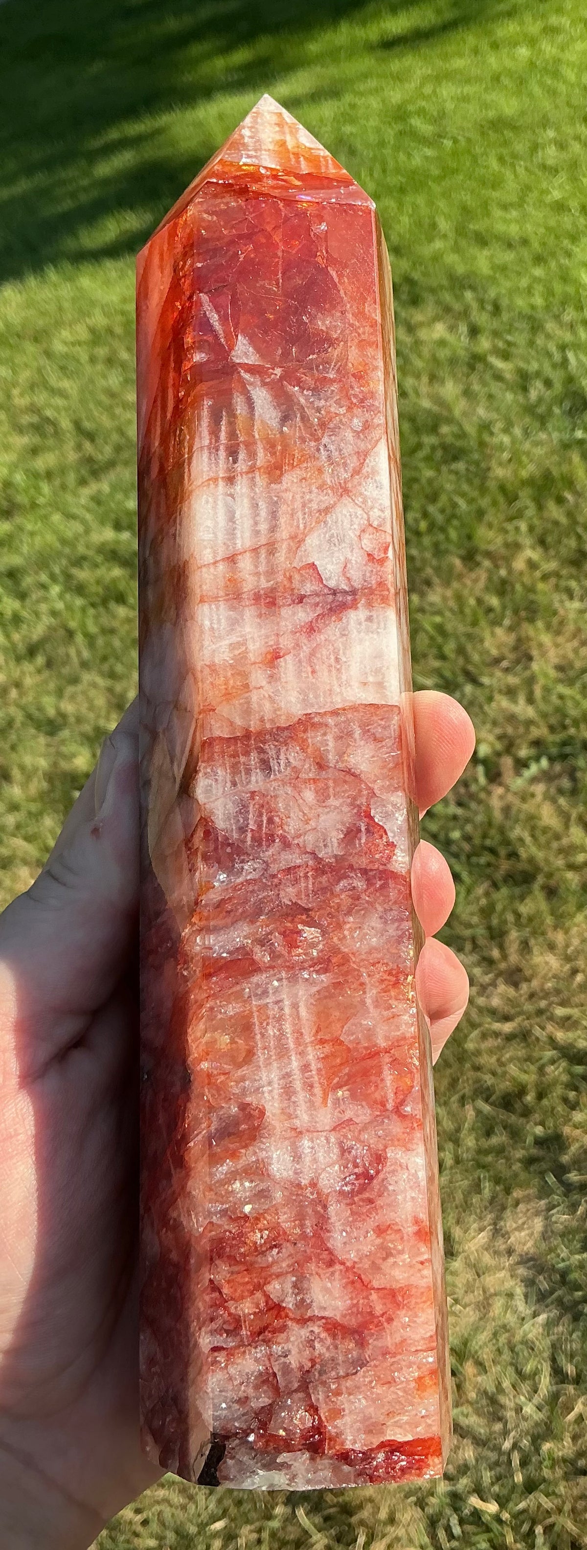 Large Flashy Natural Fire Quartz Tower