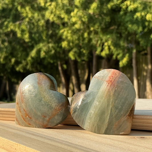Small Natural Blue Onyx Heart Carvings