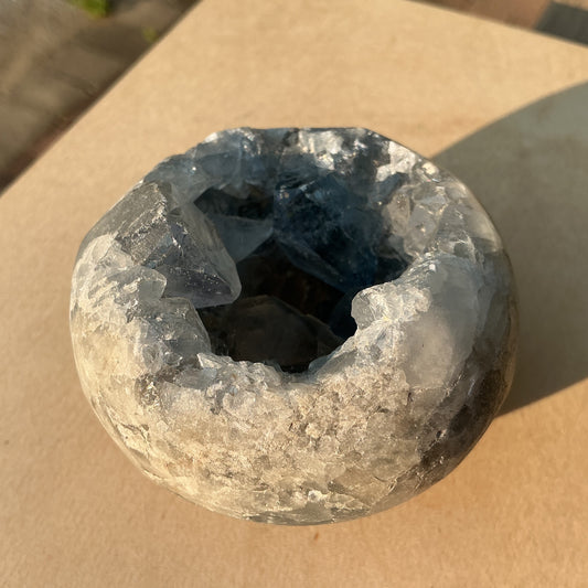 Small Natural Raw Celestine Open Geode