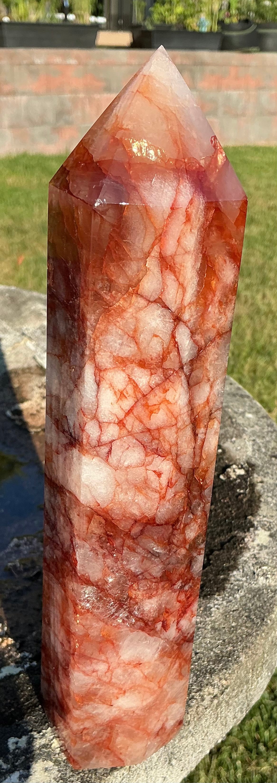 Large Flashy Natural Fire Quartz Tower