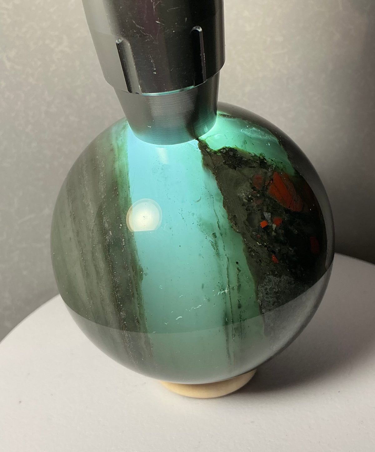 Unique African Bloodstone 68mm Sphere with Pyrite Inclusions