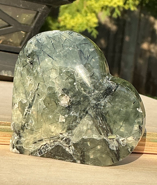 Natural Prehnite Heart Carving