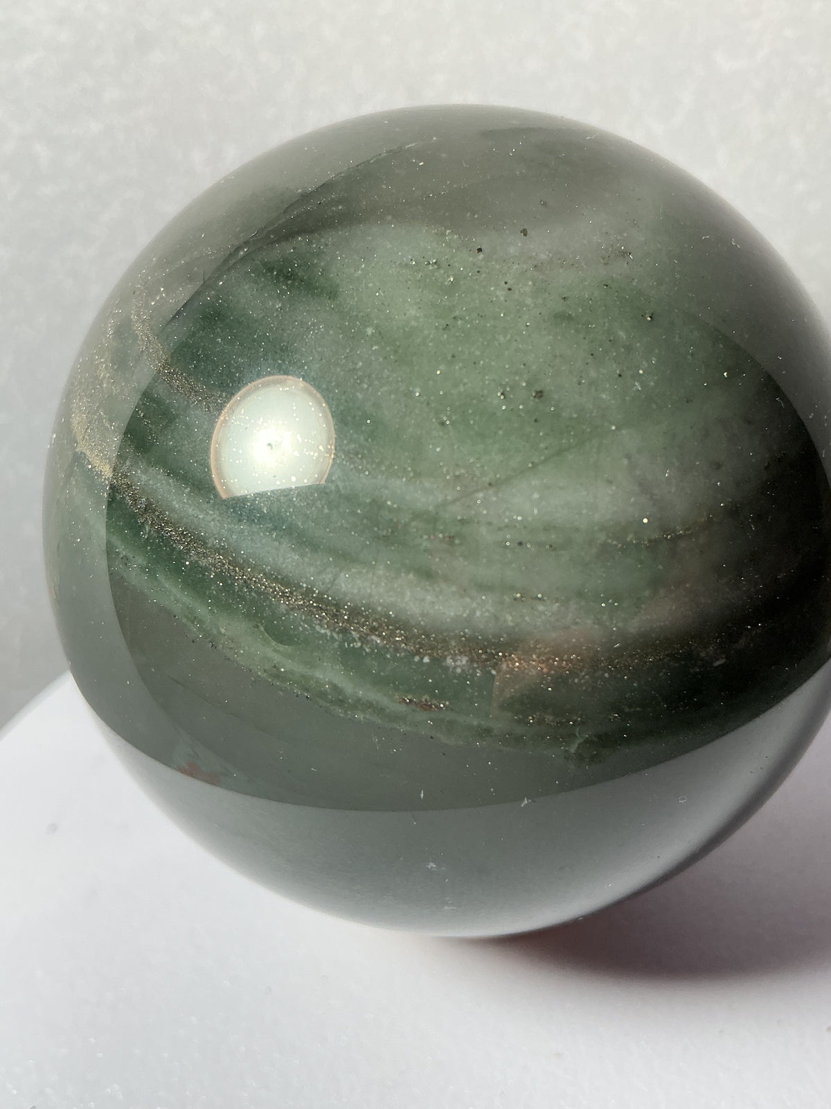 Unique African Bloodstone 68mm Sphere with Pyrite Inclusions