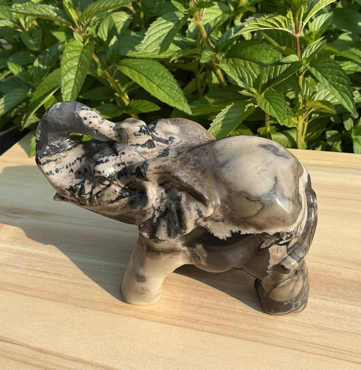 Natural Volcano Agate Elephant Carving
