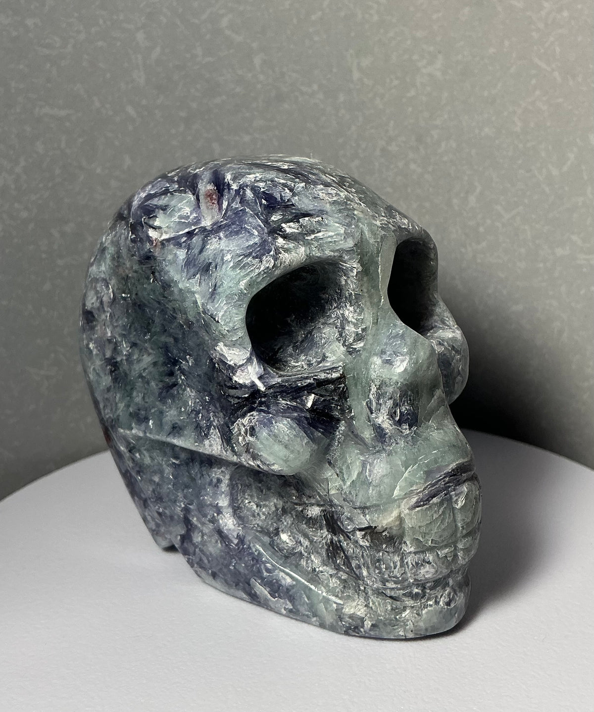Handmade Natural Unicorn Stone Skull Carving-450g