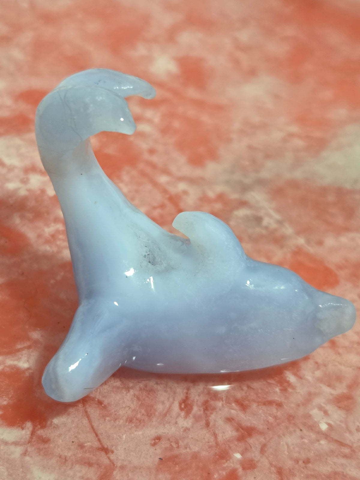 Handmade Blue Lace Agate Dolphin Carving