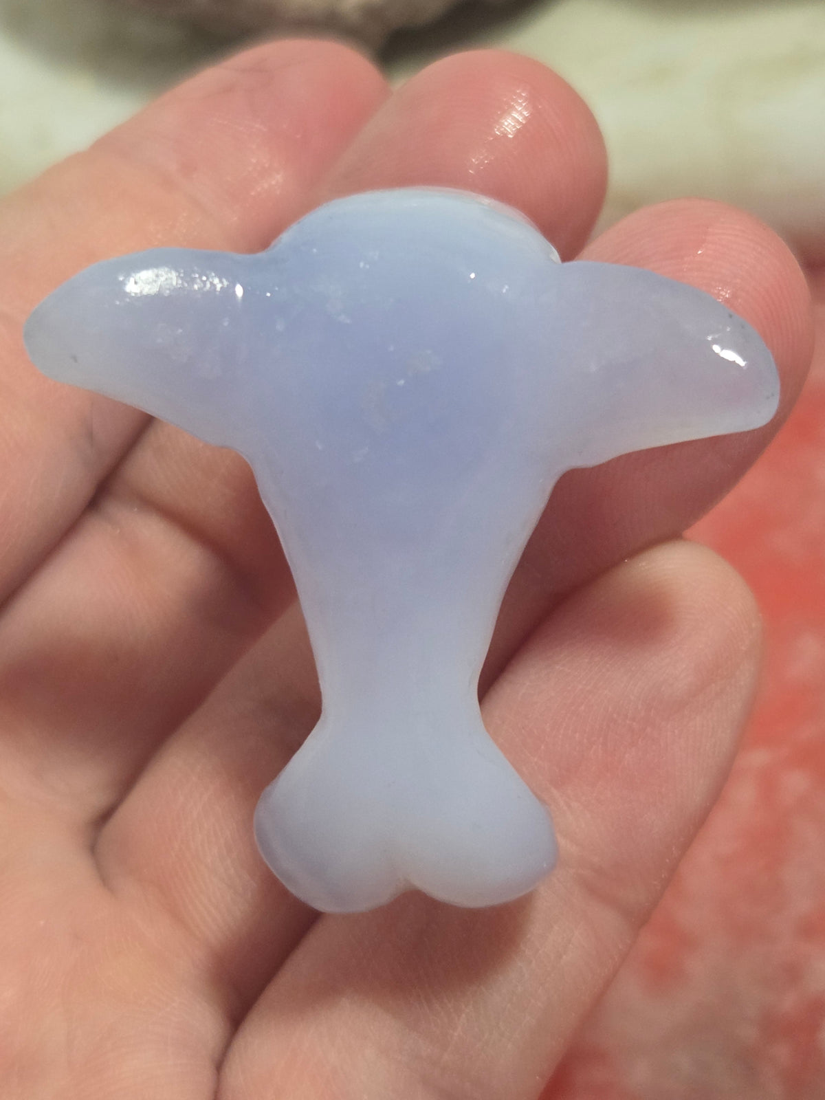 Handmade Blue Lace Agate Dolphin Carving