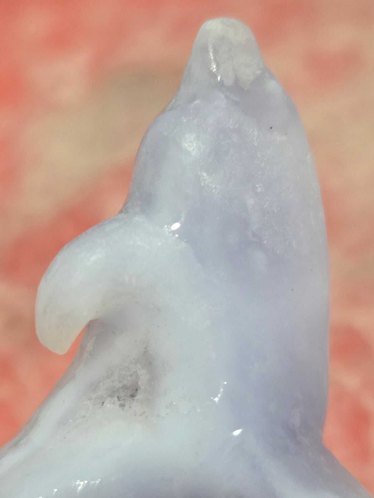 Handmade Blue Lace Agate Dolphin Carving